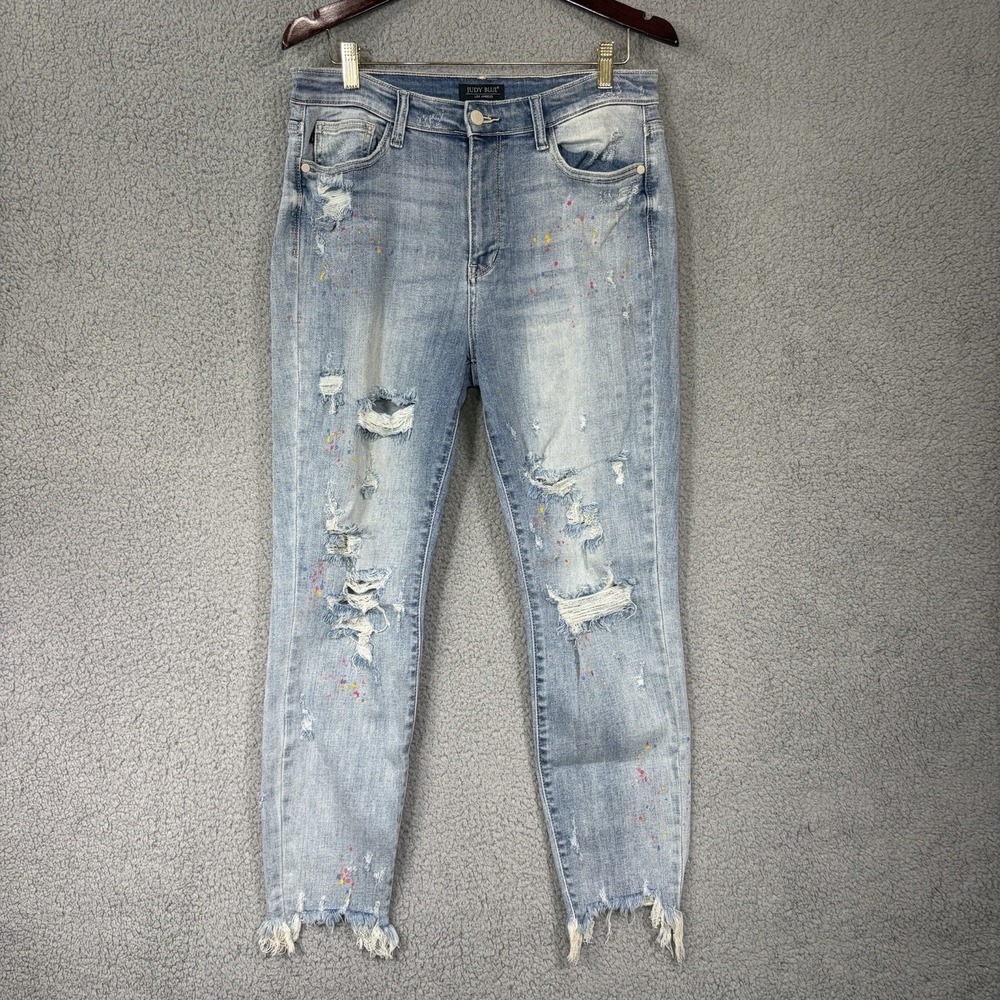 Judy Blue Boyfriend High Waist Confetti Paint Splatter Jeans 11/30 JB82398LT